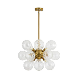 LightFixturesUSA - 18 - Light Cluster Ribbed Glass Globe Bubble Chandelier - Chandelier - Clear Ribbed Glass - 