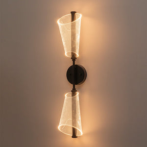 LightFixturesUSA - 2 - Light Dimmable LED Up Down Conical Vanity Wall Sconce - Wall Sconce - Black - 1 Pack - 