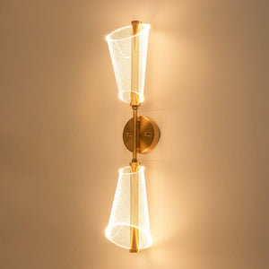 LightFixturesUSA - 2 - Light Dimmable LED Up Down Conical Vanity Wall Sconce - Wall Sconce - Brass - 1 Pack - 