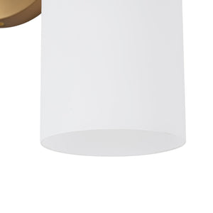 LightFixturesUSA-2-Light Frosted Glass Cylinder Looped Arm Vanity Wall Sconce-Wall Sconce-Brass-