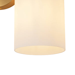 LightFixturesUSA-2-Light Frosted Glass Cylinder Looped Arm Vanity Wall Sconce-Wall Sconce-Brass-