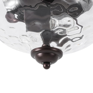 LightFixturesUSA - 2 - light Hammered Glass Flush Mount Ceiling Light - Ceiling Light - 2 - Lt - Oil - Rubbed Bronze