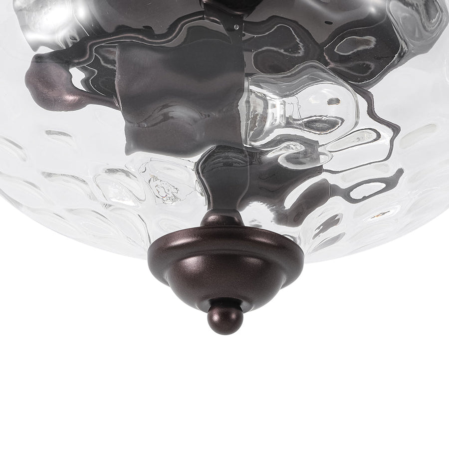 LightFixturesUSA - 2 - light Hammered Glass Flush Mount Ceiling Light - Ceiling Light - 2 - Lt - Oil - Rubbed Bronze