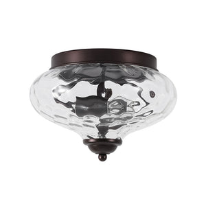 LightFixturesUSA - 2 - light Hammered Glass Flush Mount Ceiling Light - Ceiling Light - 2 - Lt - Oil - Rubbed Bronze