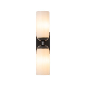 LightFixturesUSA - 2 - Light Milky White Glass Cylinder Vanity Wall Sconce - Wall Sconce - 2 Packs - 