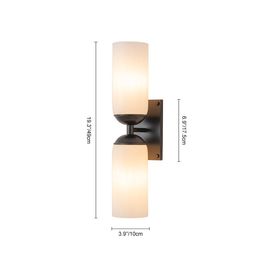 LightFixturesUSA - 2 - Light Milky White Glass Cylinder Vanity Wall Sconce - Wall Sconce - 2 Packs - 