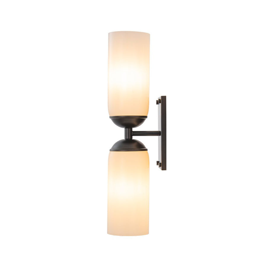 LightFixturesUSA - 2 - Light Milky White Glass Cylinder Vanity Wall Sconce - Wall Sconce - 2 Packs - 