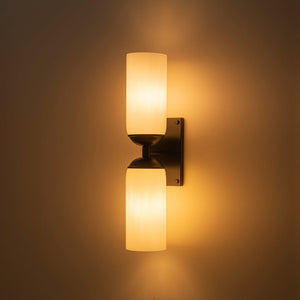 LightFixturesUSA - 2 - Light Milky White Glass Cylinder Vanity Wall Sconce - Wall Sconce - 2 Packs - 
