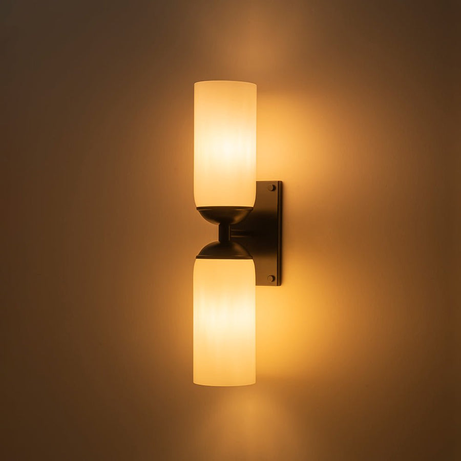 LightFixturesUSA - 2 - Light Milky White Glass Cylinder Vanity Wall Sconce - Wall Sconce - 2 Packs - 
