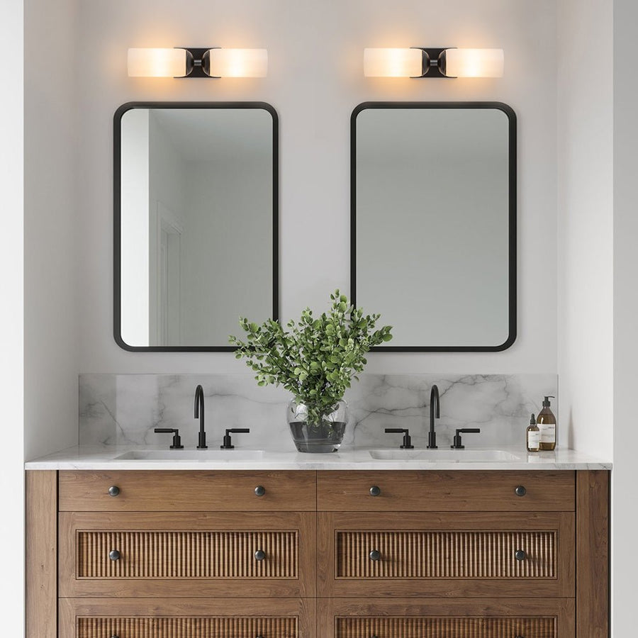LightFixturesUSA - 2 - Light Milky White Glass Cylinder Vanity Wall Sconce - Wall Sconce - 2 Packs - 