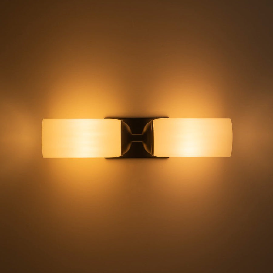 LightFixturesUSA - 2 - Light Milky White Glass Cylinder Vanity Wall Sconce - Wall Sconce - 2 Packs - 