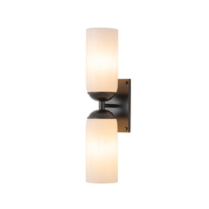 LightFixturesUSA - 2 - Light Milky White Glass Cylinder Vanity Wall Sconce - Wall Sconce - 2 Packs - 