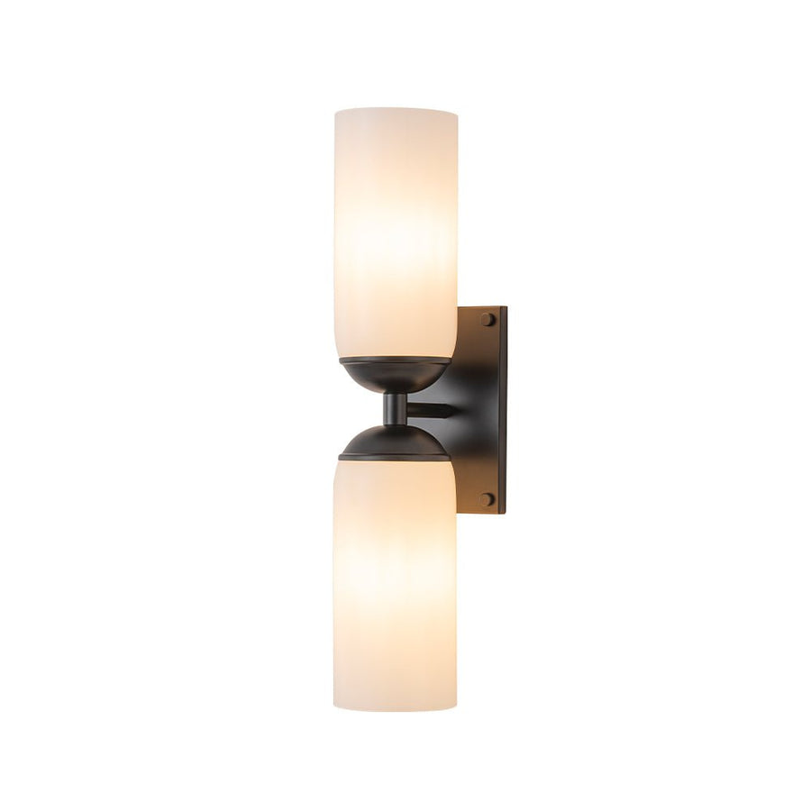 LightFixturesUSA - 2 - Light Milky White Glass Cylinder Vanity Wall Sconce - Wall Sconce - 2 Packs - 