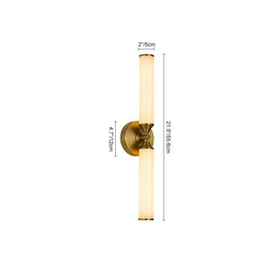 LightFixturesUSA - 2 - Light Ribbed Opal Glass Linear LED Vanity Wall Sconce - Wall Sconce - Brass - 