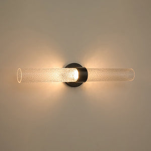 LightFixturesUSA-2-Light Rippled Glass Linear Tube LED Vanity Wall Sconce-Wall Sconce-2 Packs-