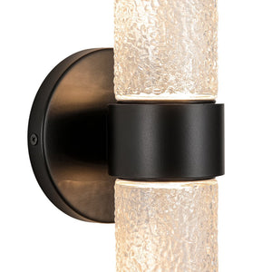 LightFixturesUSA-2-Light Rippled Glass Linear Tube LED Vanity Wall Sconce-Wall Sconce-2 Packs-