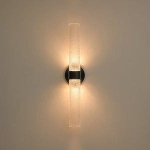 LightFixturesUSA-2-Light Rippled Glass Linear Tube LED Vanity Wall Sconce-Wall Sconce-2 Packs-
