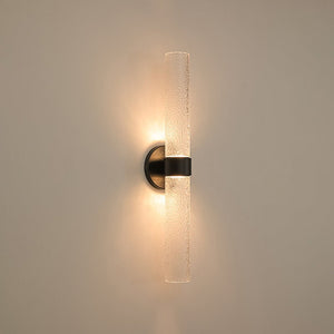 LightFixturesUSA-2-Light Rippled Glass Linear Tube LED Vanity Wall Sconce-Wall Sconce-2 Packs-