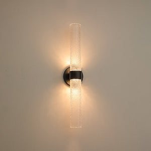 LightFixturesUSA-2-Light Rippled Glass Linear Tube LED Vanity Wall Sconce-Wall Sconce-2 Packs-