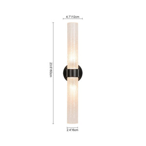 LightFixturesUSA-2-Light Rippled Glass Linear Tube LED Vanity Wall Sconce-Wall Sconce-2 Packs-