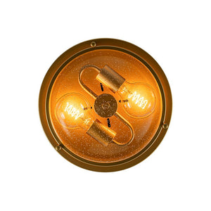 LightFixturesUSA - 2 - Light Seeded Glass Round Flush Mount Ceiling Light - Ceiling Light - Brass - 