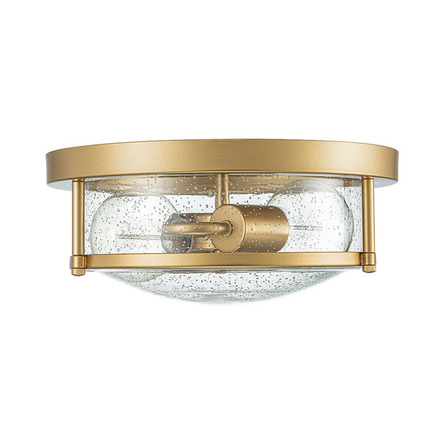 LightFixturesUSA - 2 - Light Seeded Glass Round Flush Mount Ceiling Light - Ceiling Light - Nickel - 