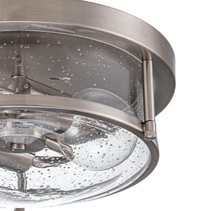 LightFixturesUSA - 2 - Light Seeded Glass Round Flush Mount Ceiling Light - Ceiling Light - Nickel - 