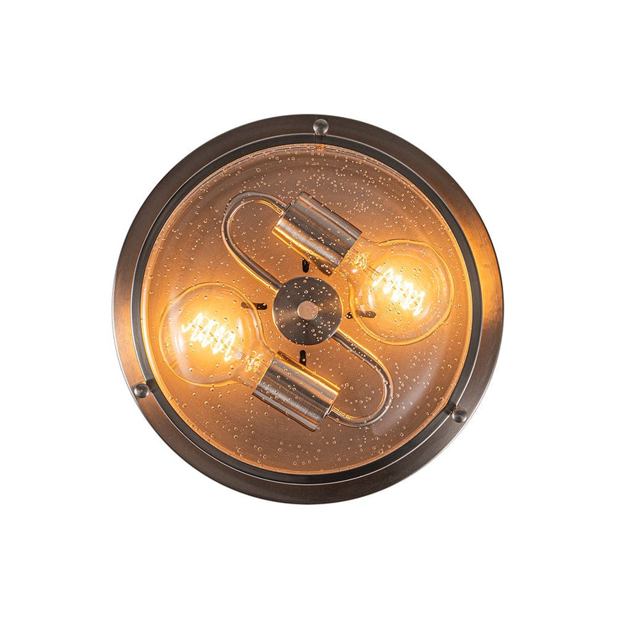 LightFixturesUSA - 2 - Light Seeded Glass Round Flush Mount Ceiling Light - Ceiling Light - Nickel - 