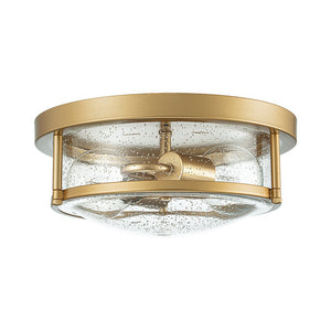 LightFixturesUSA - 2 - Light Seeded Glass Round Flush Mount Ceiling Light - Ceiling Light - Nickel - 