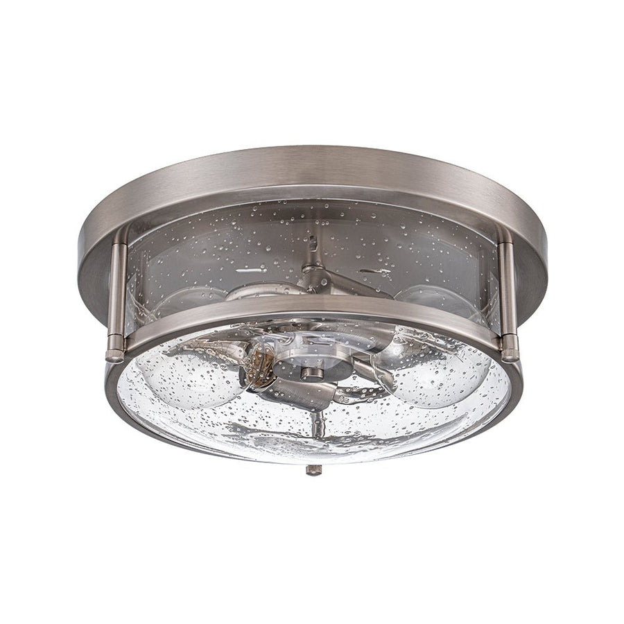 LightFixturesUSA - 2 - Light Seeded Glass Round Flush Mount Ceiling Light - Ceiling Light - Nickel - 