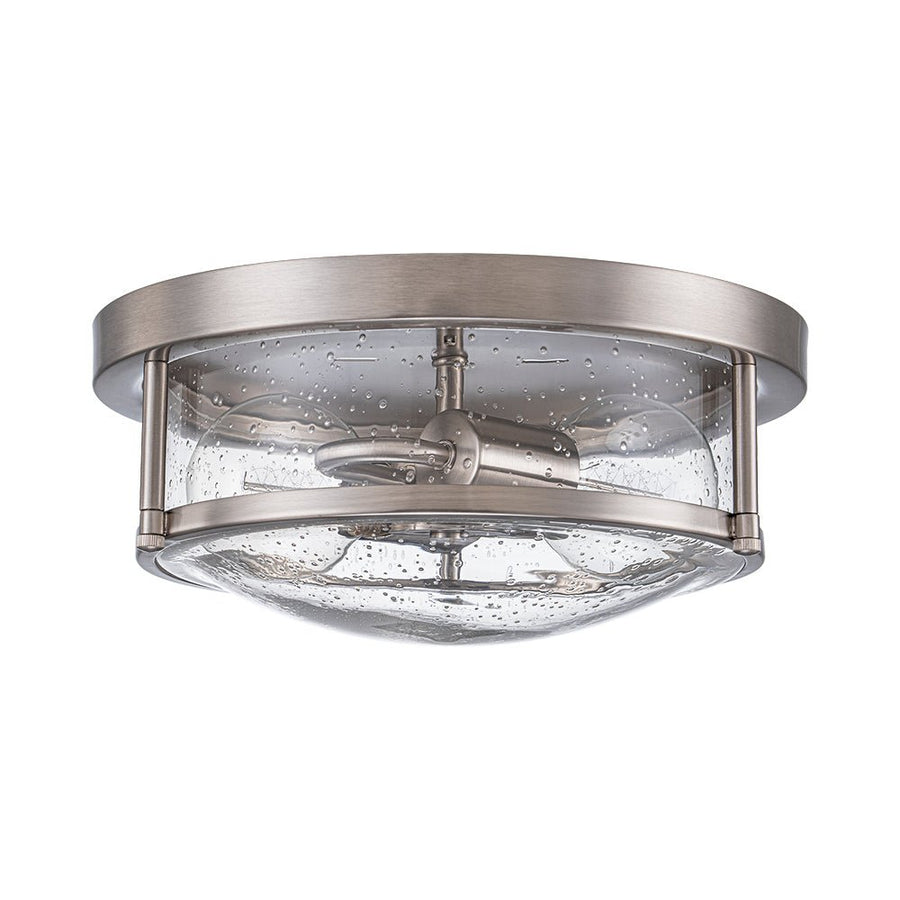 LightFixturesUSA - 2 - Light Seeded Glass Round Flush Mount Ceiling Light - Ceiling Light - Nickel - 