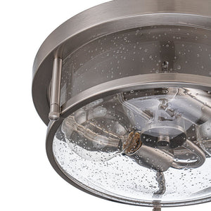 LightFixturesUSA - 2 - Light Seeded Glass Round Flush Mount Ceiling Light - Ceiling Light - Nickel - 