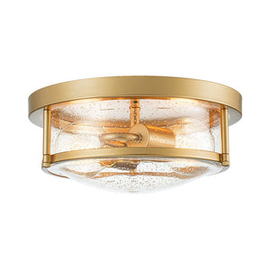 LightFixturesUSA - 2 - Light Seeded Glass Round Flush Mount Ceiling Light - Ceiling Light - Nickel - 