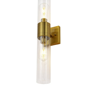 LightFixturesUSA - 2 - Light Up Down Glass Linear Tube Vanity Wall Lamp - Wall Sconce - Brass - 