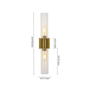 LightFixturesUSA - 2 - Light Up Down Glass Linear Tube Vanity Wall Lamp - Wall Sconce - Brass - 