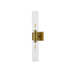 LightFixturesUSA - 2 - Light Up Down Glass Linear Tube Vanity Wall Lamp - Wall Sconce - Brass - 