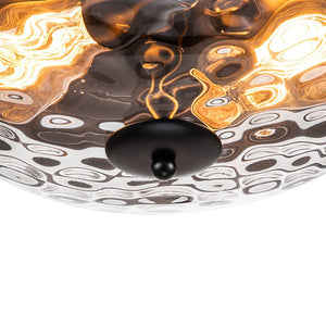 LightFixturesUSA - 2 - Light Water Glass Round Flush Mount Ceiling Light - Ceiling Light - Oil Rubbed Bronze - 