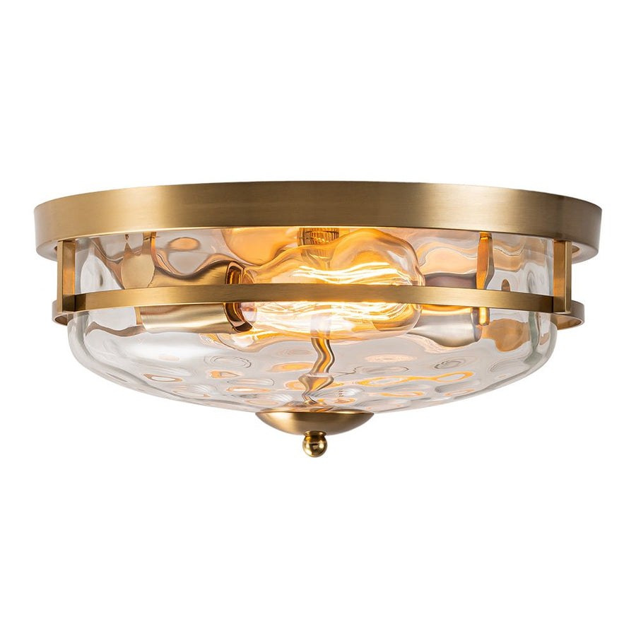 LightFixturesUSA - 2 - Light Water Glass Round Flush Mount Ceiling Light - Ceiling Light - Oil Rubbed Bronze - 