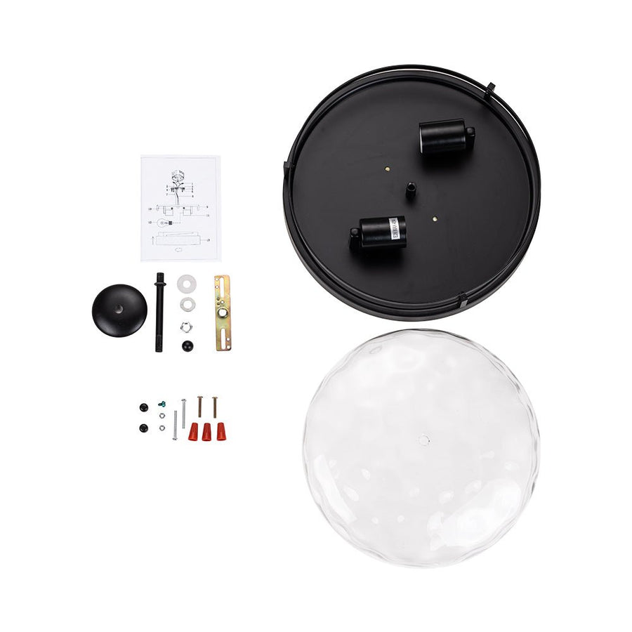 LightFixturesUSA - 2 - Light Water Glass Round Flush Mount Ceiling Light - Ceiling Light - Oil Rubbed Bronze - 