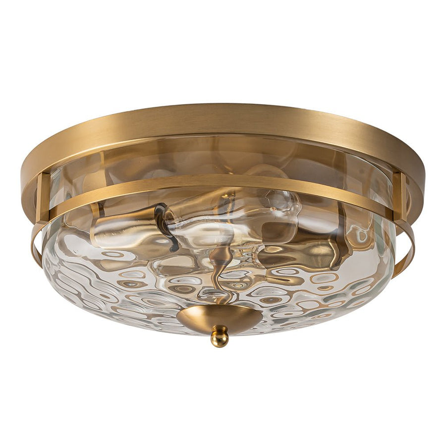 LightFixturesUSA - 2 - Light Water Glass Round Flush Mount Ceiling Light - Ceiling Light - Oil Rubbed Bronze - 