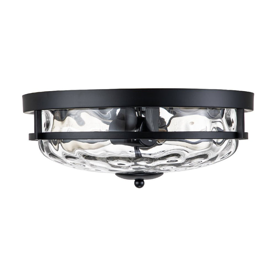 LightFixturesUSA - 2 - Light Water Glass Round Flush Mount Ceiling Light - Ceiling Light - Oil Rubbed Bronze - 