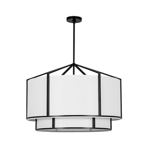 LightFixturesUSA - 2 - Tier Large White Fabric Drum Cage Chandelier - Chandelier - 28 in - 