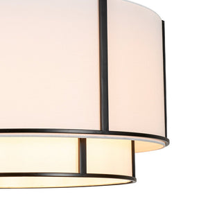 LightFixturesUSA - 2 - Tier Large White Fabric Drum Cage Chandelier - Chandelier - 28 in - 