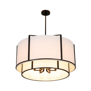 LightFixturesUSA - 2 - Tier Large White Fabric Drum Cage Chandelier - Chandelier - 28 in - 