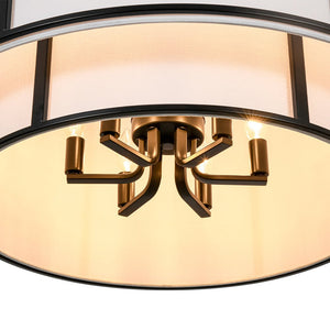 LightFixturesUSA - 2 - Tier Large White Fabric Drum Cage Chandelier - Chandelier - 28 in - 