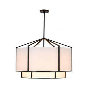 LightFixturesUSA - 2 - Tier Large White Fabric Drum Cage Chandelier - Chandelier - 28 in - 