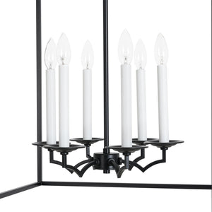 LightFixturesUSA-21.7“ French Manor Black Candle Square Lantern Entry Chandelier-Chandelier-21.7 in-