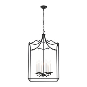 LightFixturesUSA-21.7“ French Manor Black Candle Square Lantern Entry Chandelier-Chandelier-21.7 in-