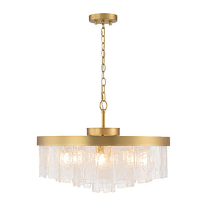 LightFixturesUSA-23.6” Tiered Hammered Water Glass Round Semi Flush Mount Chandelier-Chandelier-Black-