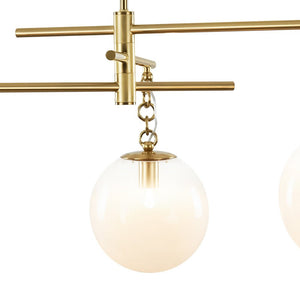 LightFixturesUSA - 3 - light Adjustable Gradual White Glass Globe Sputnik Chandelier - Chandelier - Brass - 